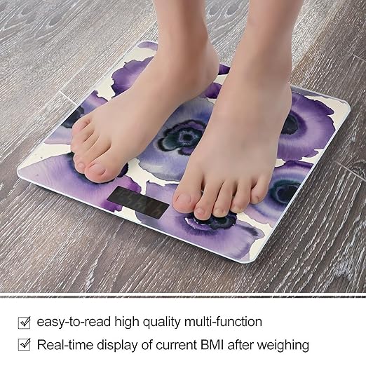 Abstract Watercolor Purple Weight Scale Highly Accurate Digital Weighing Scale with Large LCD Display Smart Bathroom Scales for Home Bedrooms and Gift Giving