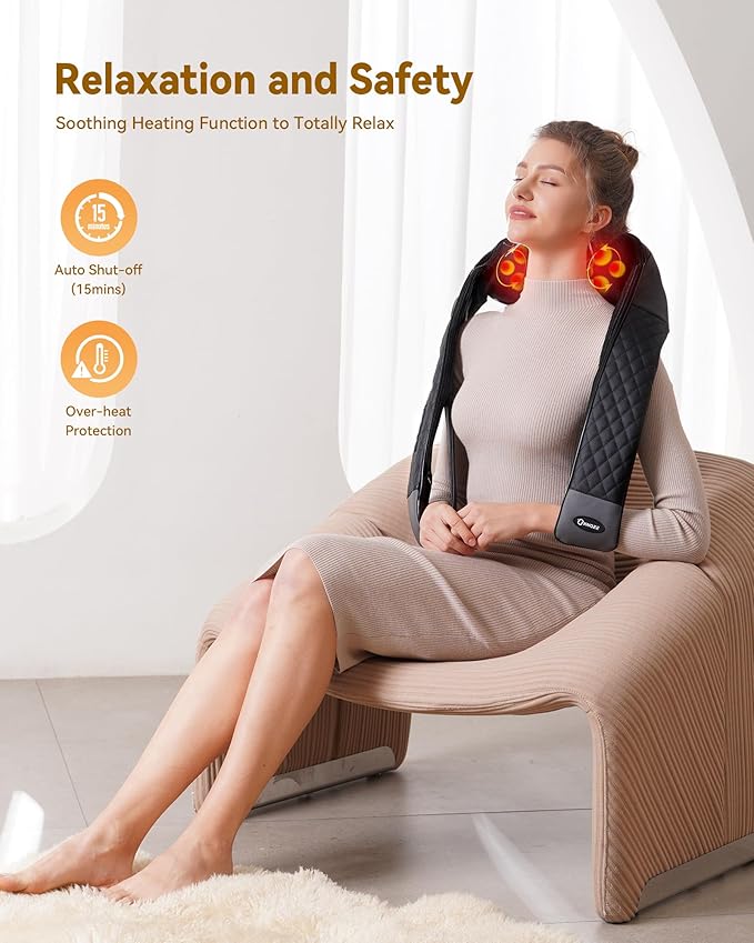 Shiatsu Neck and Back Massager with Heat Neck and Shoulder Massager 4D Deep Tissue Kneading Massage for Leg Full Body Muscle Pain Relief Ergonomic Design Ideal Gifts for Women Men Not Cordless