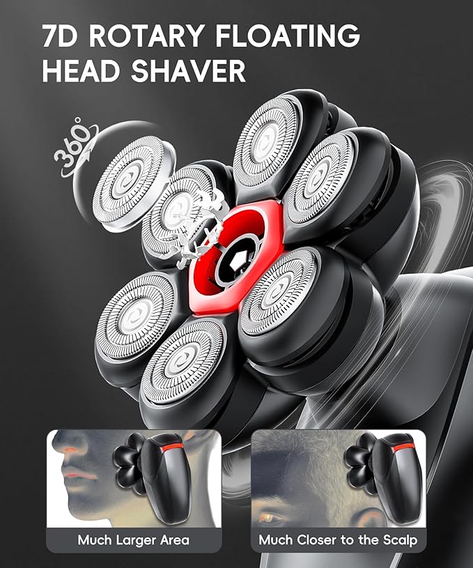 MAGELEBAZ Head Shavers for Bald Men: The Ultimate Bald Head Shaving Kit IPX8 USB-C Wet/Dry LED 7D Magnetic Razor