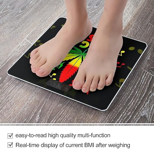 Women's Fashion Automatic Switch Digital Bathroom Weighing Scale Smart Scale Rasta Flag Weedleaf Reggae Music