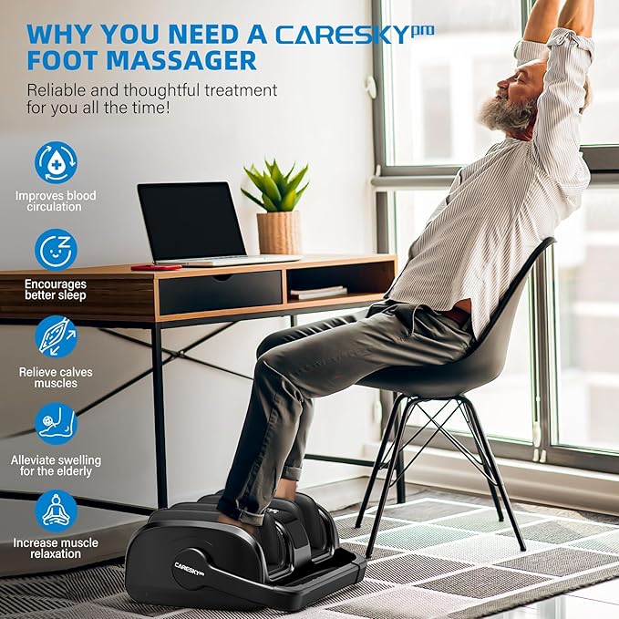HSA Store FSA Eligible Foot Massager with Heat 3 Heating Therapy 5 Intensity Deep Kneading Rolling for Calf-Feet-Arm Circulation Plantar Fasciitis and Pain Relief