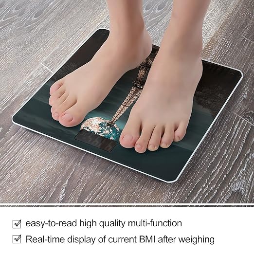 Full Moon Paris Eiffel Tower Digital Bathroom Scale for Body Weight Weighing Scale with Backlit LCD Display High Precision Measurements &amp Measures Weight Up to 180kg