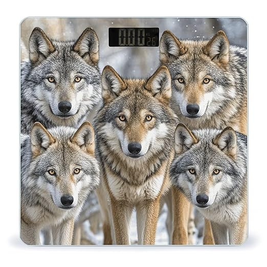 Different Colored Wolves Scale for Body Weight Digital Bathroom Scale Toughened Glass High Precision Scales for Body Weight with Large LCD Backlight Display Weight Scales