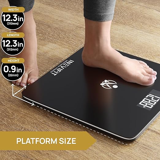 INEVIFIT Bathroom Scale Highly Accurate Digital Bathroom Body Scale Measures Weight up to 400 lbs. Includes Batteries