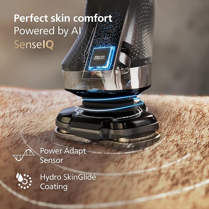 Philips Norelco Shaver i9000 Wet &amp Dry Electric Shaver Taubenblau SenseIQ Technology Triple Lift &amp Cut System 360 Rotating Dual SteelPrecision Precision Blades Beard Styler Model X9001/