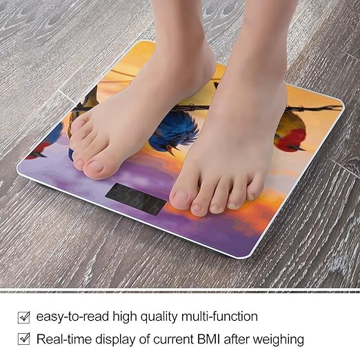 Birdies on Wire Smart Scale for Body Weight Digital Bathroom Scale Toughened Glass Weight Scale with Large LCD Backlight Display High Precision Scales Weighing Machine