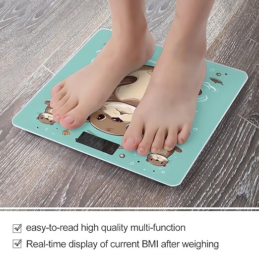 Digital Bathroom Scale for Body Weight Scale with Bright LCD Display High Accuracy Step-On Technology Auto On/Off Cartoon Cute Otter Digital Scales 400 Lbs /180kg
