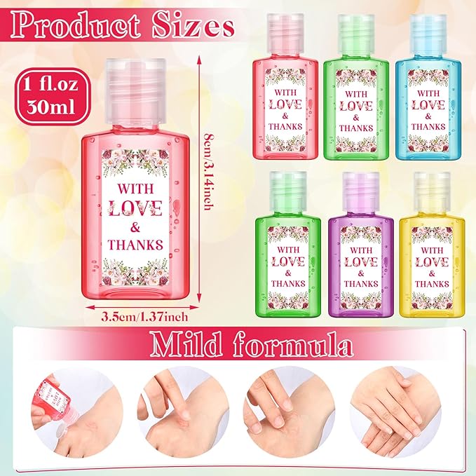Gejoy 48 Pack Wedding Mini Hand Sanitizer Bulk Bridal Shower Hand Sanitizer for Guests Personalized Travel Size Thank You Gifts for Wedding Bridal Baby Shower Party Favors