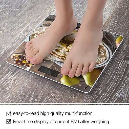 Pear Pie on Paper Scale for Body Weight Digital Bathroom Scale Toughened Glass High Precision Scales for Body Weight with Large LCD Backlight Display Weight Scales