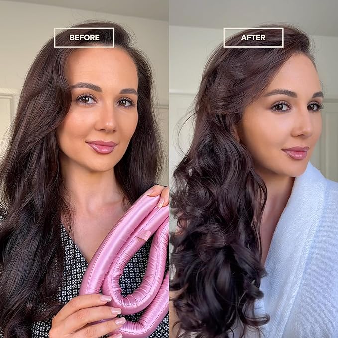 SILKE Heatless Hair Curlers | 100% Luxurious Heatless Curls Headband | Silk Curlers to Sleep In | No Heat Curlers for Overnight Curls | Curling Set | Big Bounce No Effort (Red)