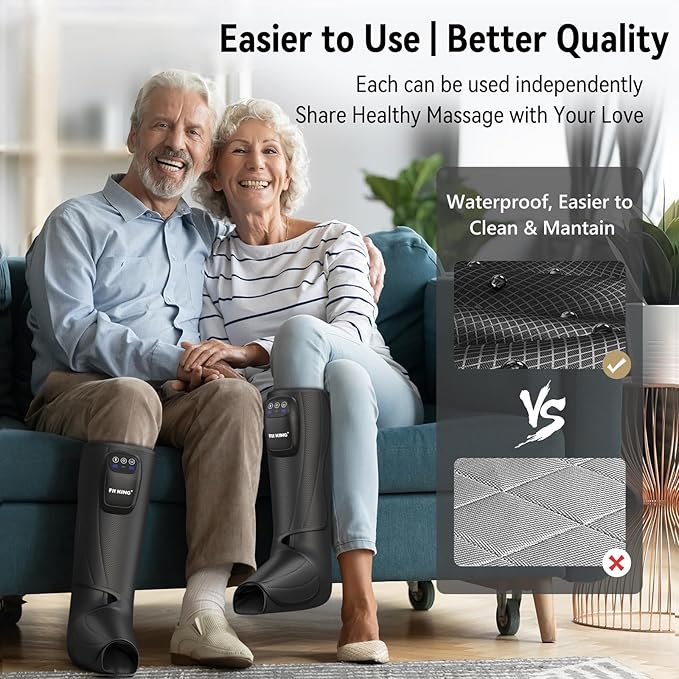 FIT KING Cordless Foot and Leg Massager Rechargeable Foot and Calf Massage Boots Portable Compression Boot for Circulation Pain Relief Recovery After Training Healthy Travel Gift