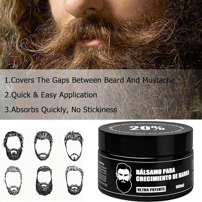 Estimulante Para Barba – Bálsamo de Crecimiento Ultra Potente Beard Stimulating Balm Moisturizes &amp Strengthens Beard 100 ml / 3.5 oz