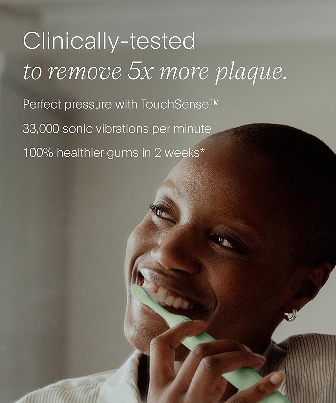 SURI 2.0 New Sonic Electric Toothbrush with Pressure Sensor &amp UV-Cleaning Travel Case | 1 Month+ Battery | Electric Toothbrush for Adults | Travel Toothbrushes | Tooth Brush | Green