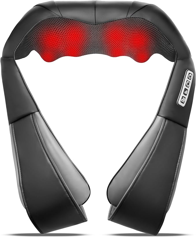 Shiatsu Neck and Back Massager with Heat Electric Deep Tissue Kneading Neck and Shoulder Massage Best Gifts for Women Men Mom Dad Mothers Fathers Day Birthday Gift (NOT Cordless)