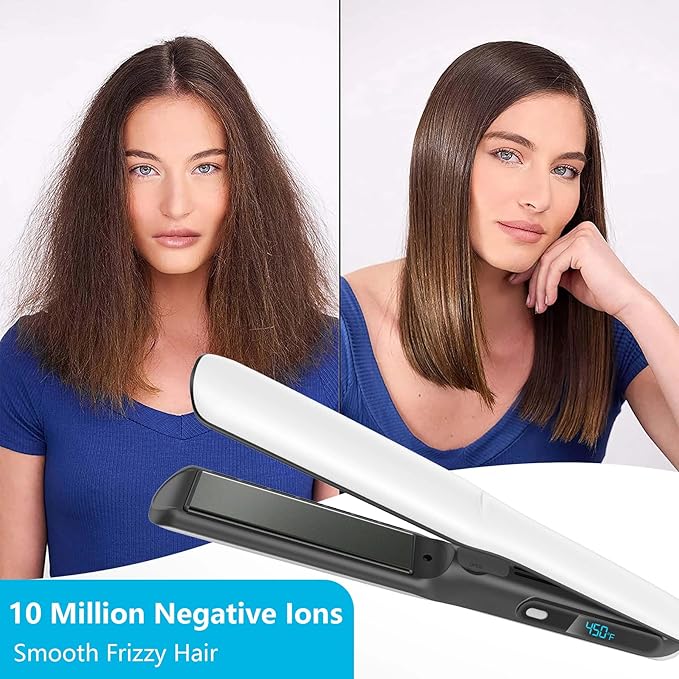 2 in 1 Professional Hair Straightener &amp Curler Titanium Plates with Cool Air Fan 3 Temp Settings (355℉-450℉) Negative Ion for Curly/Thick Hair Essential Oil Diffuser Clips &amp Aromatherapy