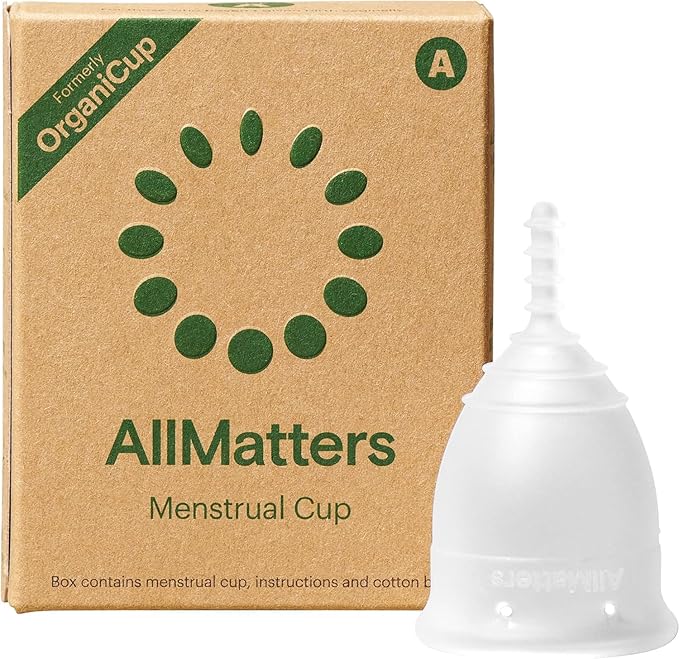 Menstrual Cup by AllMatters - Size A - Superior to Pads &amp Tampons - Voted Best Menstrual Cup by Reviewed - Made in Germany - Soft and Flexible