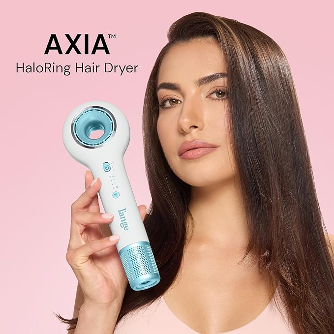 L’Ange Hair Axia HaloRing Ionic Hair Dryer | High Speed Professional Blow Dryer for Smooth Frizz-Free Styles | Lightweight Brushless Motor with Concentrator &amp Wall Mount | 4 Heat Settings | White