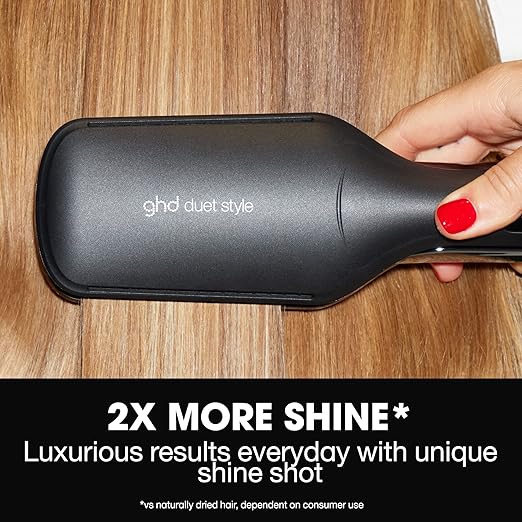 ghd Duet Style Essentials Power Trio ― Duet 2-in-1 Hot Air Hair Styler (White) Sleek Talker Wet to Sleek Hair Styling Oil (3.2 fl. Oz.) and Oval Detangling Dressing Hair Brush (Black)