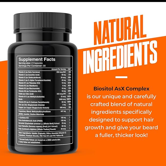 Wild Willies Beard Growth Kit - Capsules &amp Boost Serum - Natural Growth Oil With Biotin &amp Caffeine - Vitamins for Fuller Thicker Beard - 60 Capsules - For Men