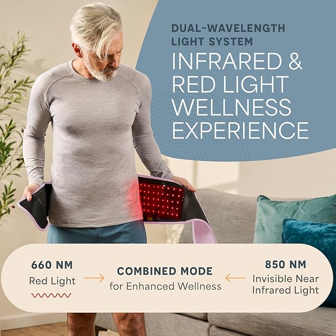 Lifepro Red Light Therapy Belt – Infrared Red Light Therapy for Body Back Pain and Shoulder - 660nm &amp 850nm Near Infrared Heating Pad – Adjustable &amp Portable for Wellness &amp Relaxation