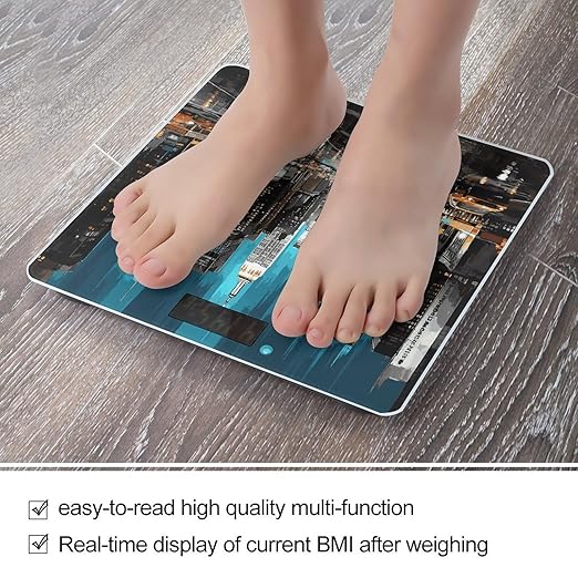 New York Paintings Scale for Body Weight Anti-Slip Digital Bathroom Scale Sturdy Toughened Glass Weighing Scales High Precision Safe Rounded Corners Smart Scales