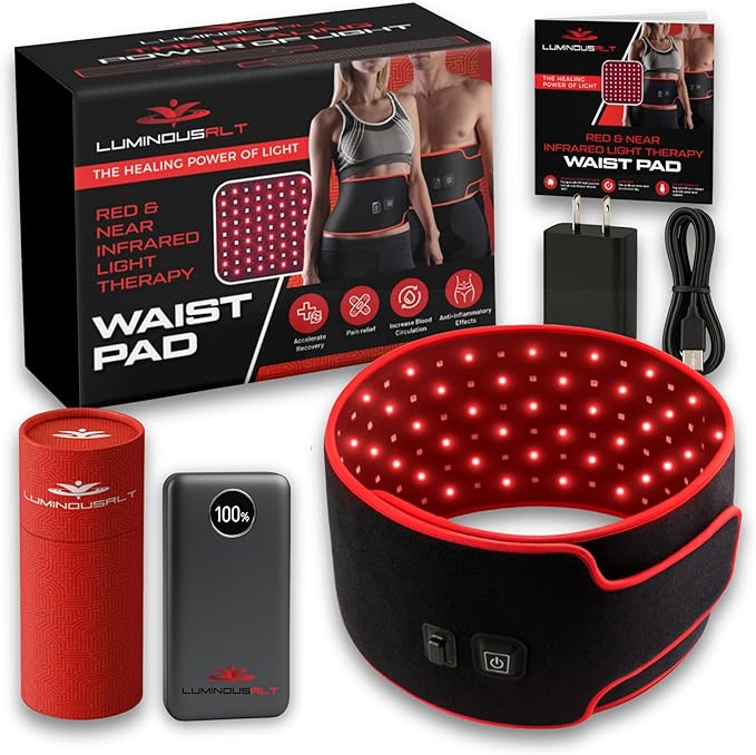 LuminousRLT Red Light Shoulder Wrap – Flexible LED Light Device with Red &amp Near-Infrared LEDs (660nm &amp 850nm) 84 LEDs Auto Shut-Off Adjustable Fit