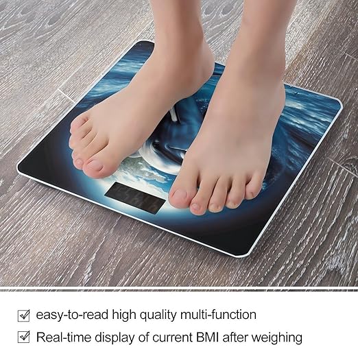 Dolphin Earth Bathroom Scale for Body Weight Bathroom Weighing Scale with Backlit LCD Display Highly Accurate Measures Weight Up to 180kg