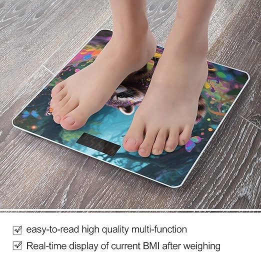 Magic Raccoon Weight Scale Cute Bathroom Scale for Body Highly Accurate Digital Weighing Machine for People Compact LCD Display Scales with Sturdy Toughened Glass Scales