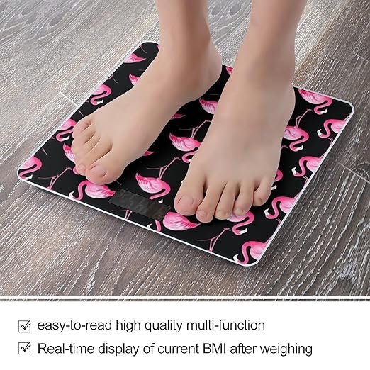 Men's Smart Scale for Body Weight Digital Bathroom Weighing Scale Automatic Switch Energy Saving Scale Lovely Animal Pink Flamingo