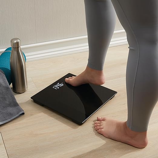 Taylor Digital Bathroom Scale - Smart Scale with Precision Hub App 400 lb Capacity 11 x 11 Durable Glass Platform 0.2 lb Increments Weight Tracking BMI BMR and Multilingual Black