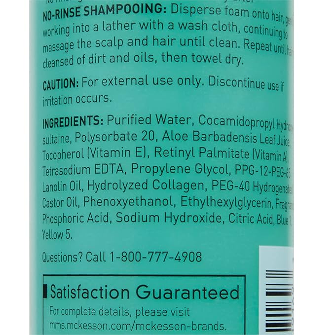 McKesson Rinse-Free Foam Cleanser with Aloe 9 oz [2 Count] Vitamin A and E - Body Wash &amp Shampoo for Elderly Hospital Grade Cucumber Melon