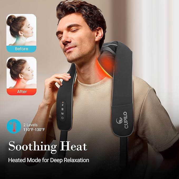 Shiatsu Neck and Shoulder Massager with Heat [Remote Control] FSA Eligible HSA 6D Kneading Neck Massager for Pain Relief Deep Tissue Gifts for Men Women