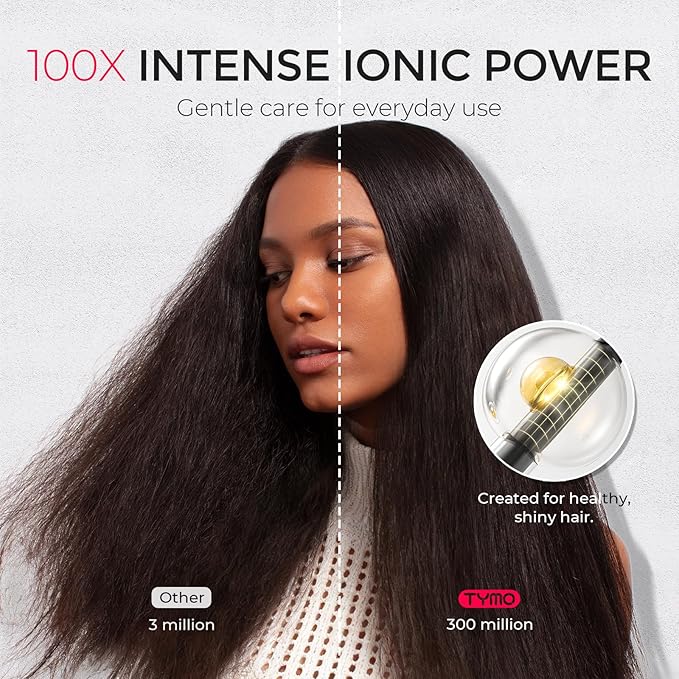 TYMO Diffuser Hair Dryer Blow Dryer - 300 Million Ionic Hairdryer with Diffuser &amp Comb Attachment for Curly Hair Professional Blowdryer for Women Cool Air Button Small Travel Lightweight Black