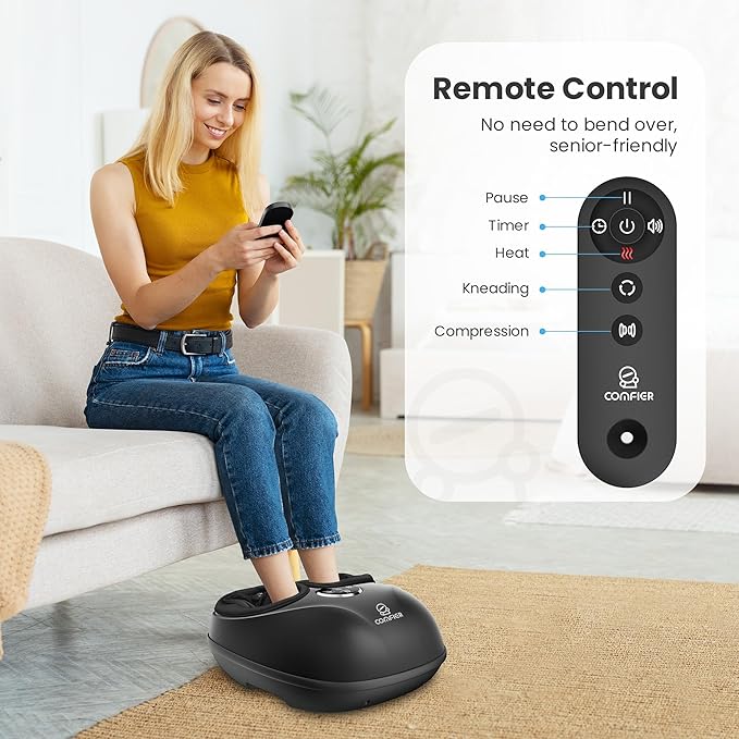 COMFIER Shiatsu Foot Massager with Remote &amp Back Massager with Heat