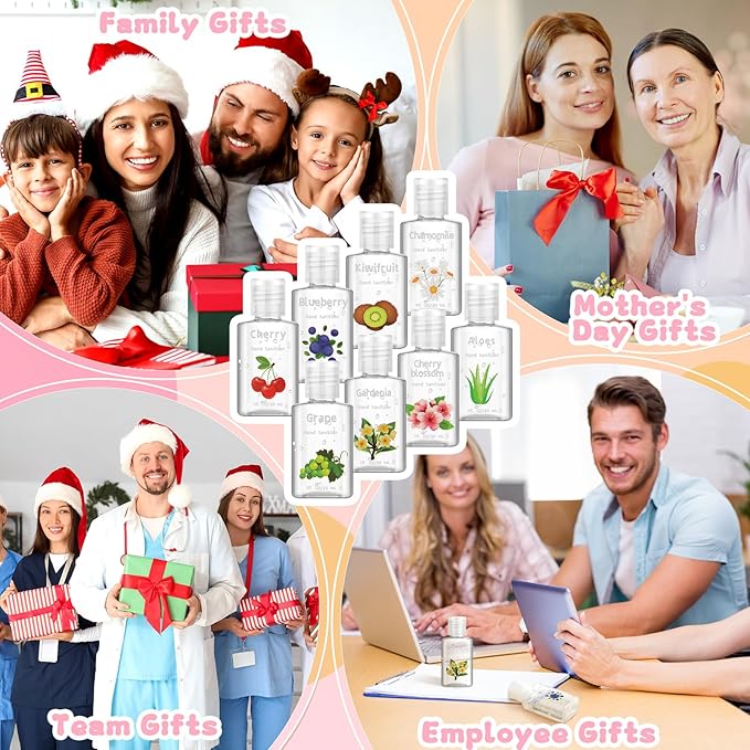 Frienda 24 Pcs Scented Mini Hand Sanitizers Bulk 1 Fl oz Travel Size Hand Sanitizer Assorted Floral Fruit Scents Employee Appreciation Gifts for Coworker Staff Teacher Nurse Office Thank You Gifts