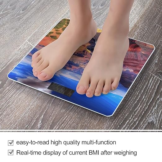 Beauty Grand Canyon Scale for Body Weight Safe Rounded Corners Tempered Glass Digital Bathroom Scale LED Display 400lb Capacity Weight Scales with High Precision Sensors