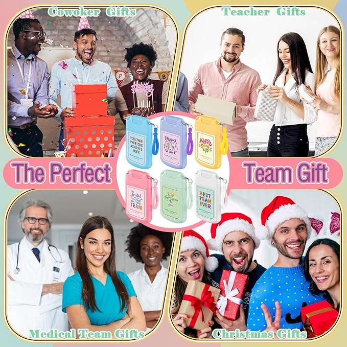 24 Set Team Employee Appreciation Gifts Bulk Mini Mist Hand Sanitizer Spray Keychain 1 oz Travel Size with Tag Team Building Gifts for Employee Coworker Staff Teacher Nurse