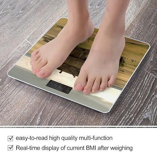 House on The Prairie Bathroom Scale Large LCD Backlight Display Digital Scale Rounded Corners Body Scales Automatic Power On/Off Bathroom Scales for Home Bedrooms