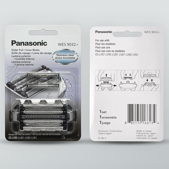 Panasonic Shaver Replacement Outer Foil and Inner Blade Set WES9032P Compatible with ARC5 5-Blade Shavers ES-LV97-K ES LV67-K ES-LV95-S ES LV65-S (Pack of 2)