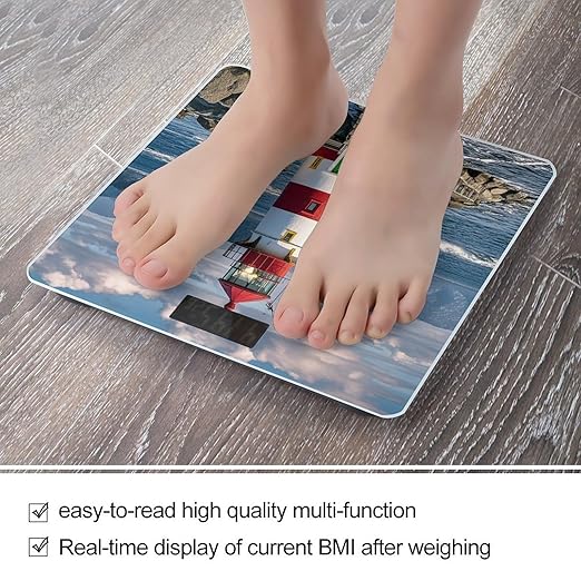 Santa Claus Lighthouse Smart Scale for Body Weight Accurate Bathroom Scale with LED Display Digital Weight Scales Weighing Machine High Precision Scales for Bath Home