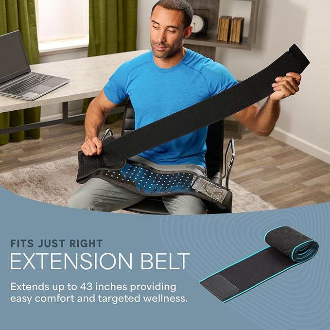 Lifepro Red Light Therapy Belt – Allevared Infrared Red Light Therapy for Body Back Pain and Shoulder - 660nm &amp 850nm Near Infrared Heating Pad – Adjustable &amp Portable for Wellness &amp Rela