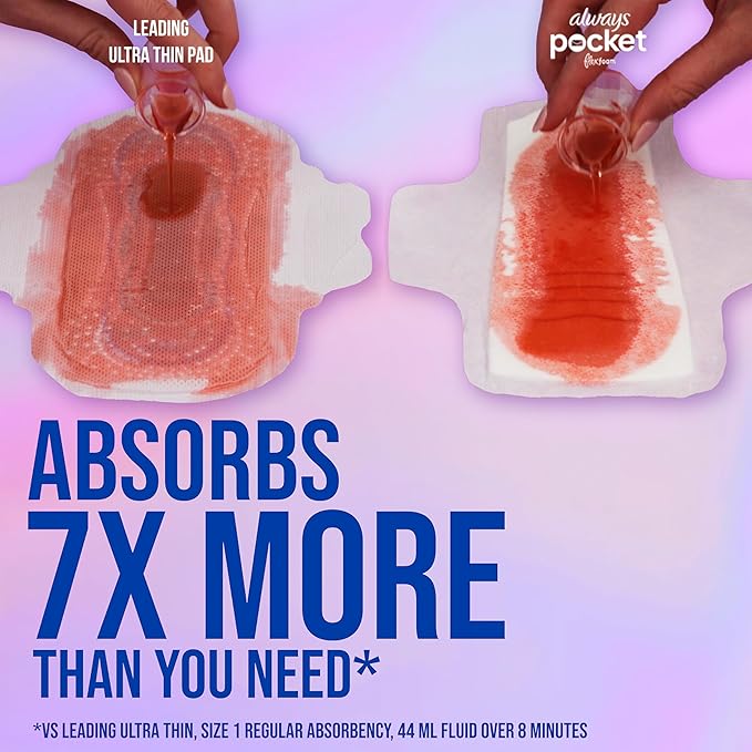 Always Pocket Feminine Pads with FlexFoamSize 1Regularwith WingsUnscented66 Count (Pack of 2)