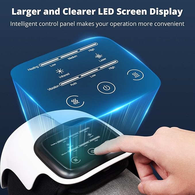 Medcursor Knee Massager with Heat Knee Massage with 3 Heating Levels &amp 3 Vibration Modes Heated Knee Massager with Large LED Screen