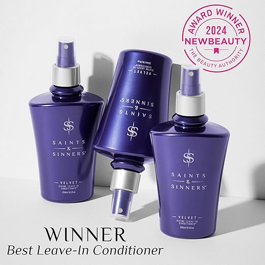Saints &amp Sinners Velvet Divine Leave-In Moisturizing Conditioner Hair Detangler Spray for ALL TYPES. Helps Dry Dull Frizzy Coarse Tangled Thermally Environmentally Damaged