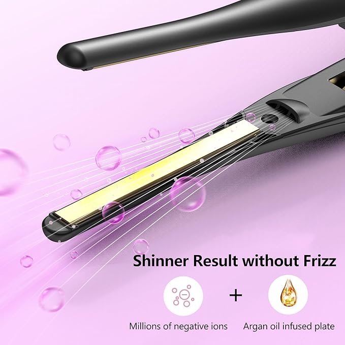 Small Flat Irons for Short Hair 5s Ultra Fast Heat Up Pencil Flat Iron Negative Ions Mini Flat Iron for Edges 3/10'' Travel Mini Hair Straightener with Digital Temp Control Easy to Use
