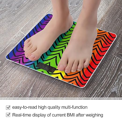 Gay Pride Rainbow Scale for Body Weight Digital Bathroom Scale Toughened Glass High Precision Scales for Body Weight with Large LCD Backlight Display Weight Scales