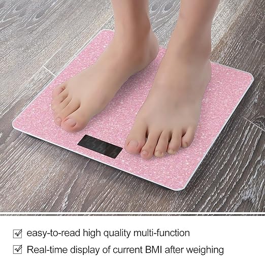 Men's Smart Scale for Body Weight Digital Bathroom Weighing Scale Automatic Switch Energy Saving Scale Pink Glitter Texture
