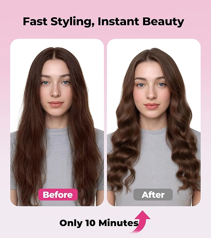 Farery Bubble Curling Wand for Long Hair - 32mm Springless Barrel for Defined Spiral Curls &amp Waves Ceramic Coated for Smooth Shine Includes Heat Resistant Glove 5 Temp Settings Dual Voltage