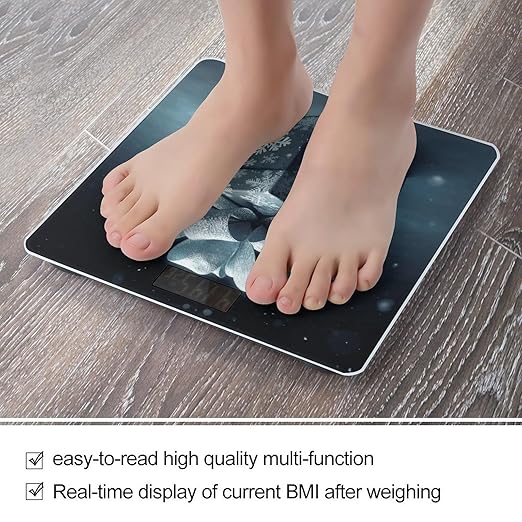 Digital Bathroom Scale for Body Weight Scale with Bright LCD Display High Accuracy Step-On Technology Auto On/Off Snowflake Christmas Gift Digital Scales 400 Lbs /180kg