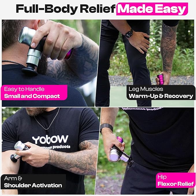 The Therapeutic Mini Massage Pistol with Portable Carrying Case 4 Massage Speeds 6 Colors | Fast USB Type C Charging | Massage Tool for Pain Relief | Stylish and Powerful Massage Gun